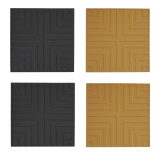 4 pieces - coaster / ceramic tile, anthracite / yellow